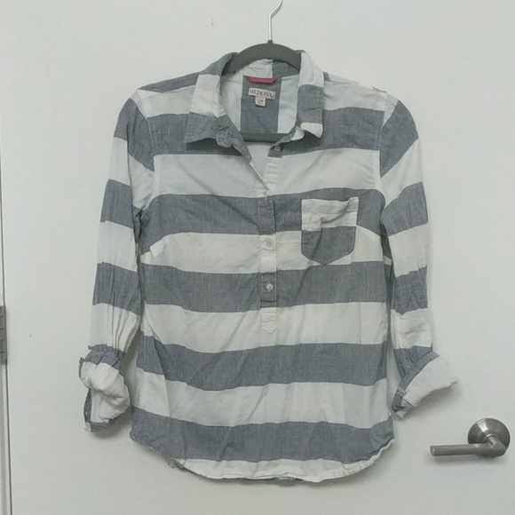 Long sleeve striped shirt with buttons ans collar - Picture 2 of 4